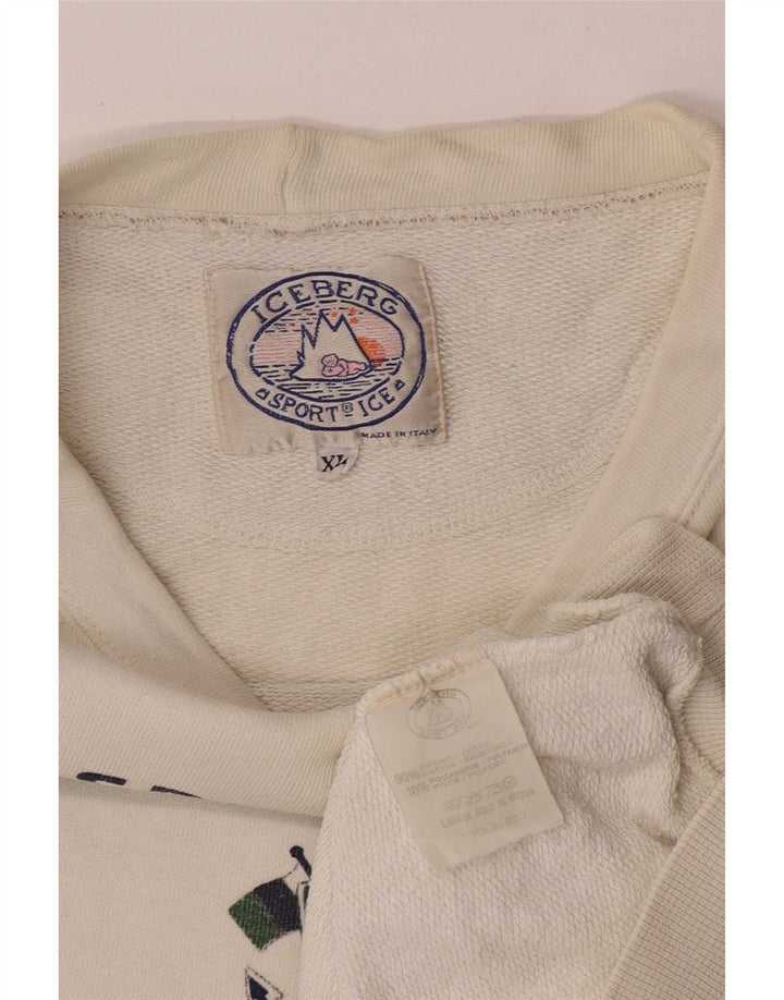 Iceberg γυναικείο υπερμεγέθη γραφικό φούτερ Jumper UK 18 XL Λευκό ριγέ
