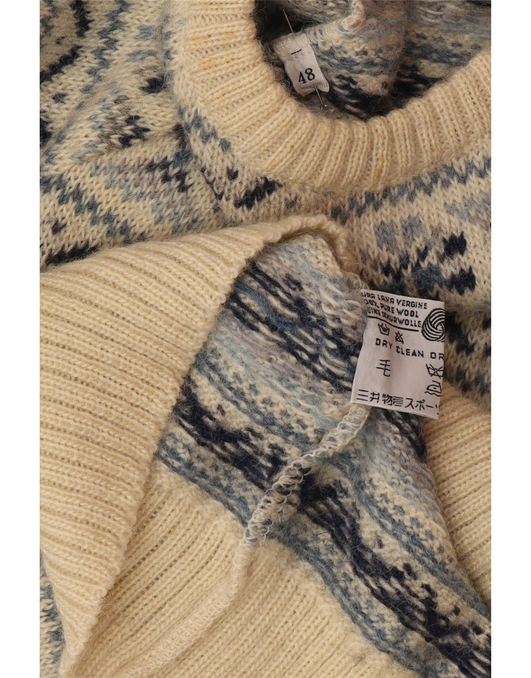 Silvy Ανδρικό πουλόβερ με λαιμόκοψη IT 48 Medium Beige Fair Isle
