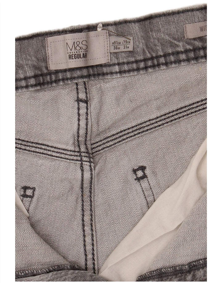 Marks & Spencer Ανδρικό Stretch Regular Straight Jeans W36 L31 Γκρι βαμβακερό