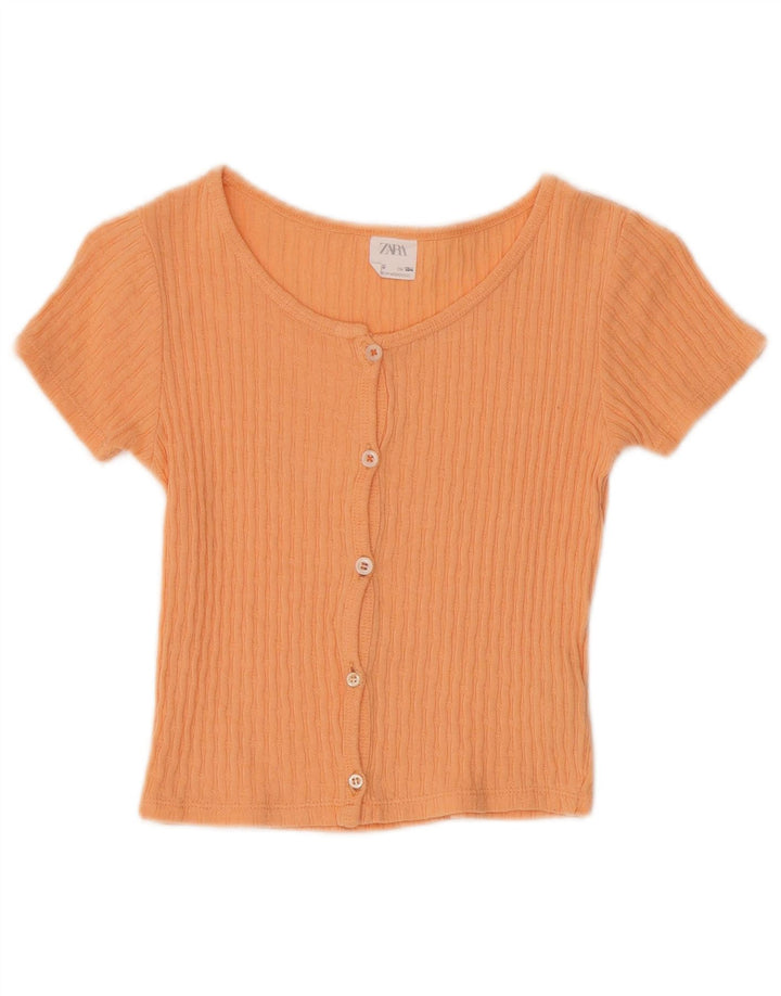 Zara Girls Short Sleeve Crop Top 8-9 Years Πορτοκαλί