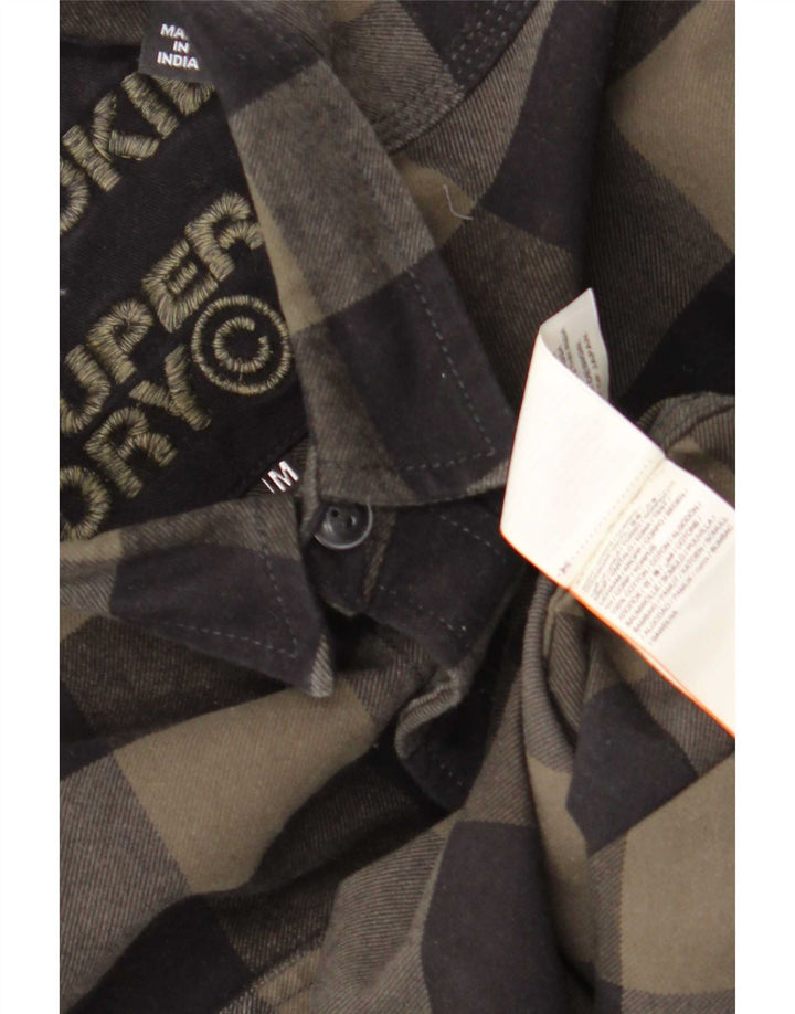 Ανδρικό πουκάμισο Superdry Ξυλοκόπος Φανελένιο μεσαίο χακί βαμβακερό Gingham