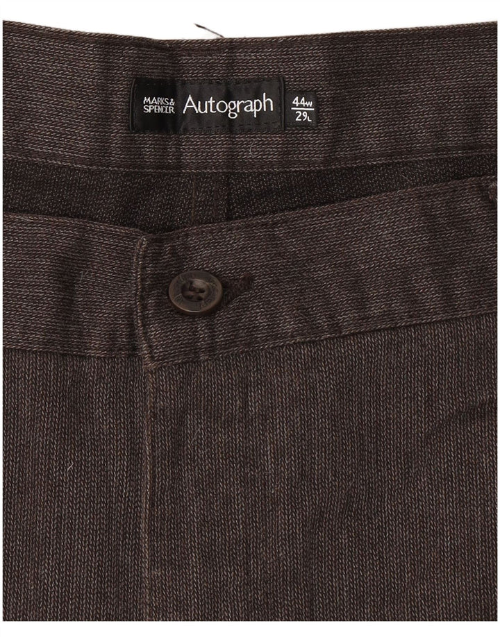 Marks & Spencer Ανδρικό αυτόγραφο Casual Παντελόνι W44 L29 Καφέ Ψαροκόκκαλο