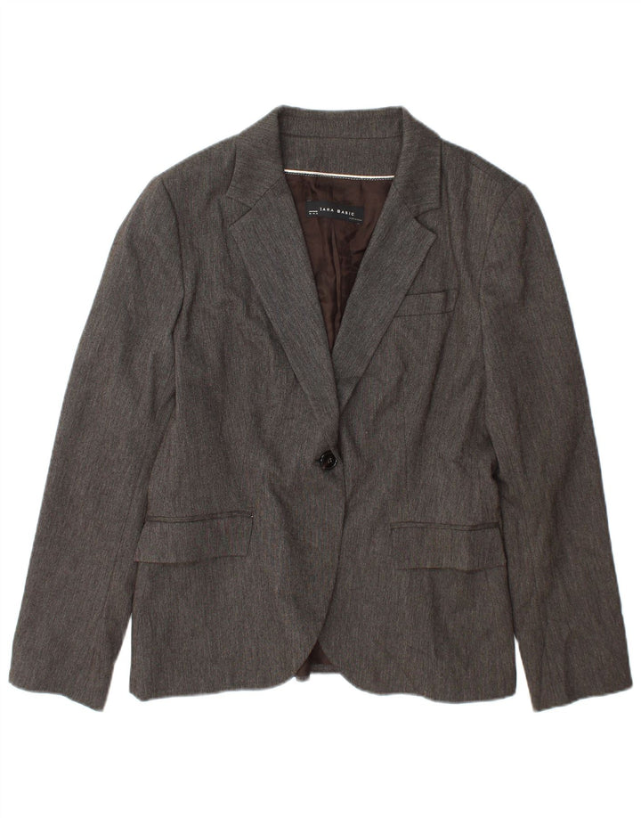 Zara Γυναικείο Μπουφάν 1 Κουμπί Blazer UK 18 XL Γκρι βισκόζη