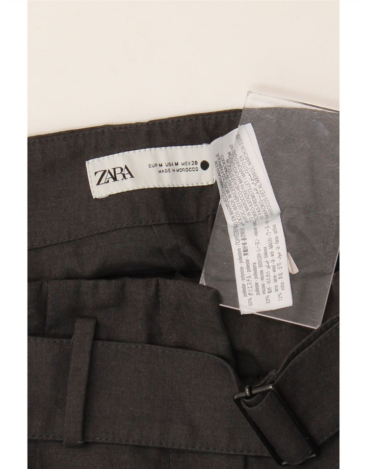 ZARA Γυναικείο φαρδύ παντελόνι Casual Medium W28 L29 Γκρι Πολυεστέρας