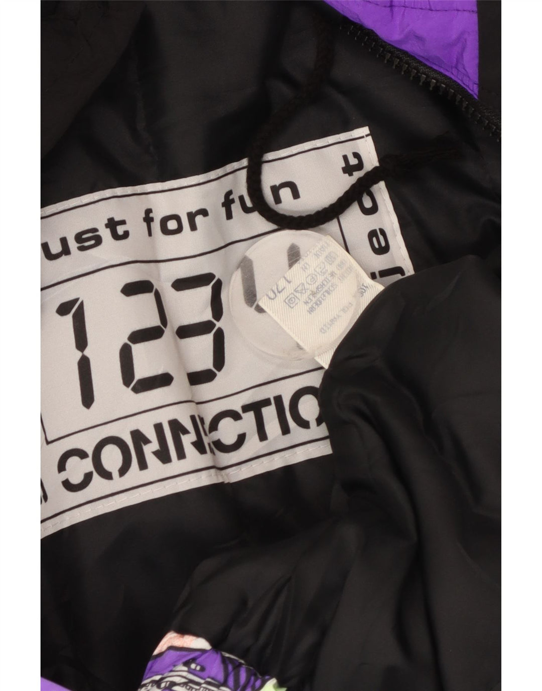 Ανδρικό vintage γραφικό μπουφάν σκι με κουκούλα UK 40 μεγάλο πολύχρωμο πολυαμίδιο