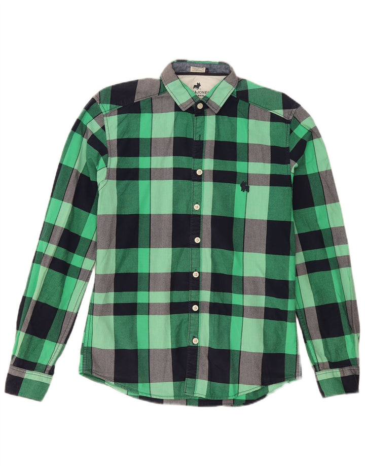 Ανδρικό φανελένιο πουκάμισο Jack & Jones, βαμβακερό μικρό πράσινο