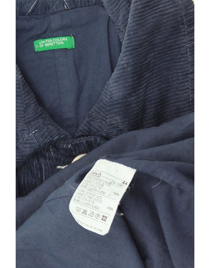 Benetton Γυναικείο Κοτλέ Παλτό IT 44 Medium Navy Blue Cotton