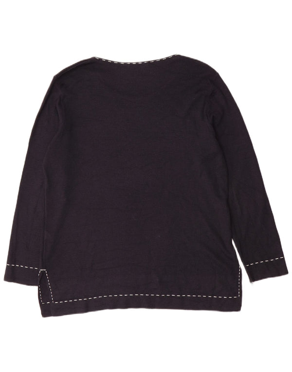 Marks & Spencer Γυναικείο πουλόβερ με λαιμόκαυστο UK 14 Large Navy Blue