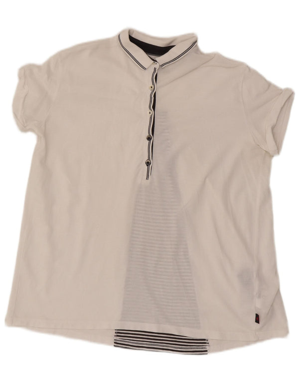Kappa γυναικείο μπλουζάκι πόλο UK 10 Small White ριγέ βαμβακερό