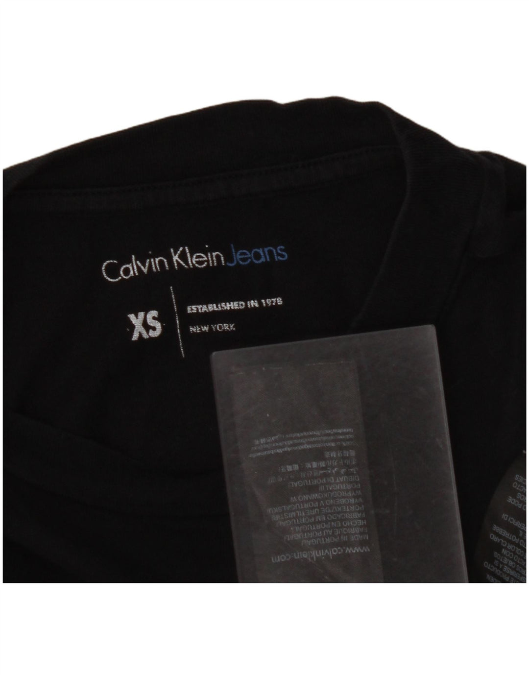 CALVIN KLEIN JEANS Γυναικείο Crop γραφικό T-shirt Top UK 6 XS μαύρο βαμβακερό