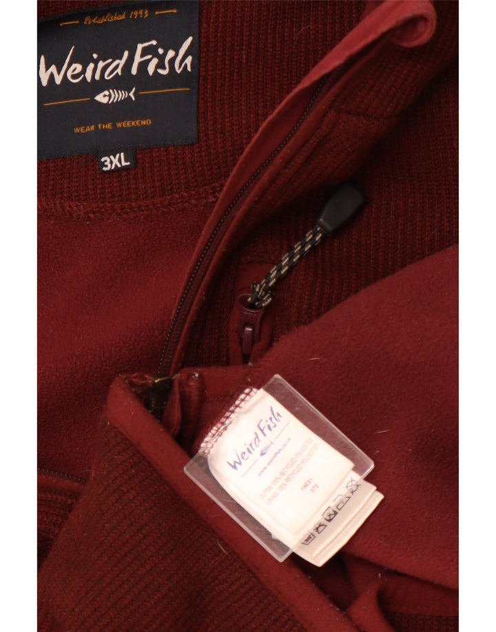 Ανδρικό πουλόβερ με κουκούλα με φερμουάρ WEIRD FISH 3XL καφέ πολυεστέρα