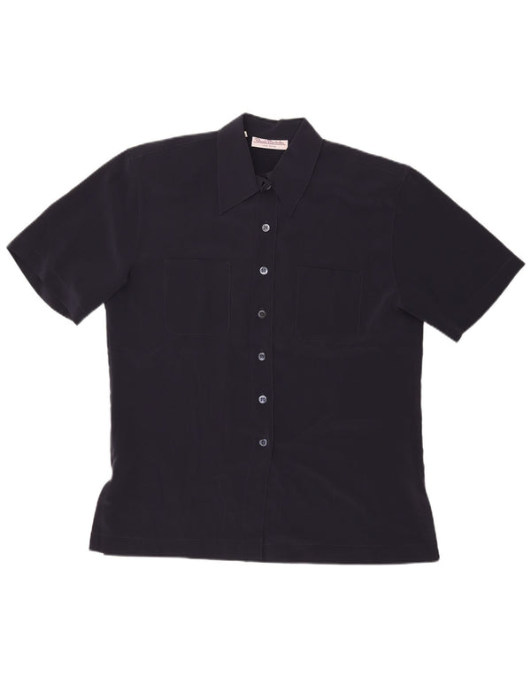 RENATO BALESTRA Γυναικείο κοντομάνικο πουκάμισο Μπλούζα IT 44 Medium Navy Blue