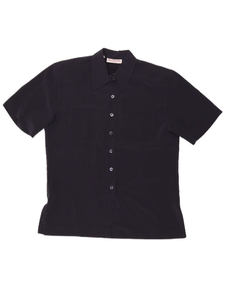 RENATO BALESTRA Γυναικείο κοντομάνικο πουκάμισο Μπλούζα IT 44 Medium Navy Blue