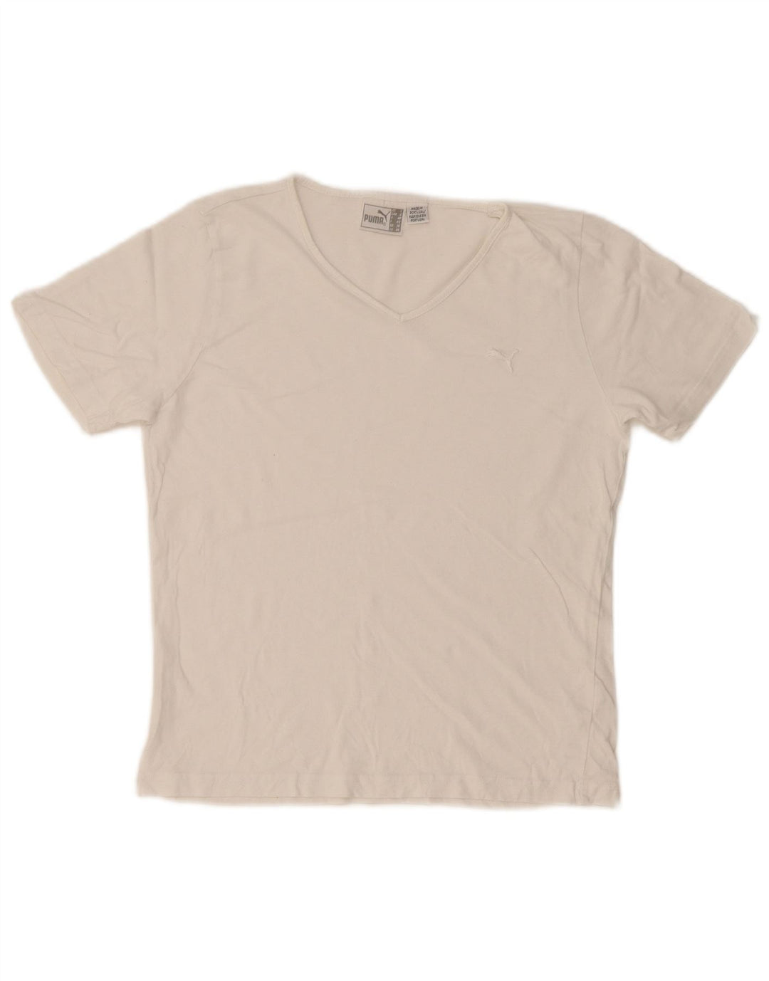 Puma Γυναικείο T-Shirt Top UK 14 Μεσαίο λευκό βαμβακερό