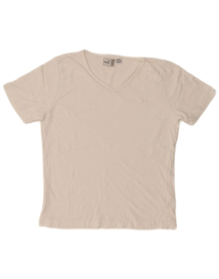 Puma Γυναικείο T-Shirt Top UK 14 Μεσαίο λευκό βαμβακερό