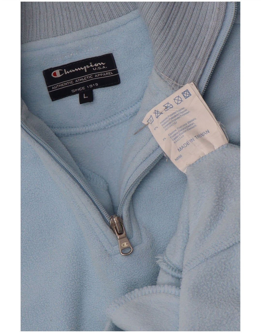 Champion Womens Zip Fleece Jumper UK 16 Large Blue Polyester