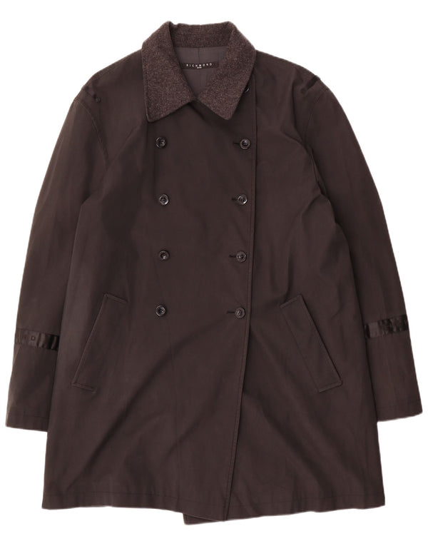 Richmond Womens Double Breasted Trench Coat IT 46 Large Black Polyvinyl