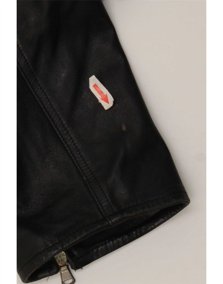 Vintage Γυναικείο Δερμάτινο Μπουφάν UK 14 Medium Black Leather