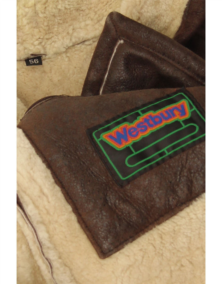 WESTBURY Ανδρικό Shearling Jacket IT 56 3XL Καφέ Δερμάτινο