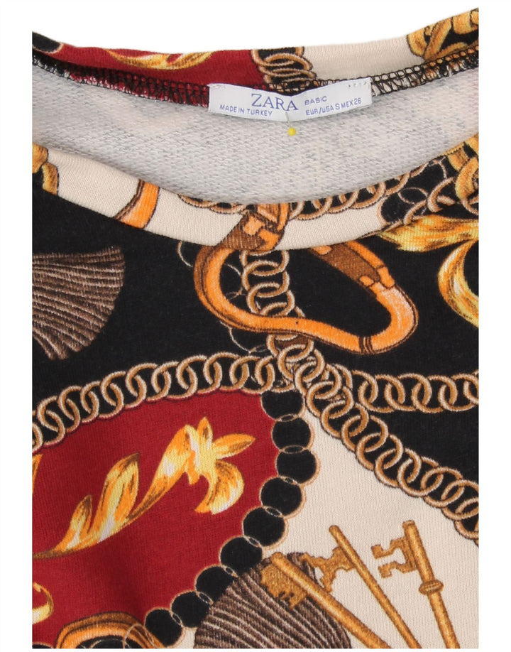 Γυναικεία Zara Oversized Abstract Pattern Μπλούζα Τοπ UK 10 Small πολύχρωμη