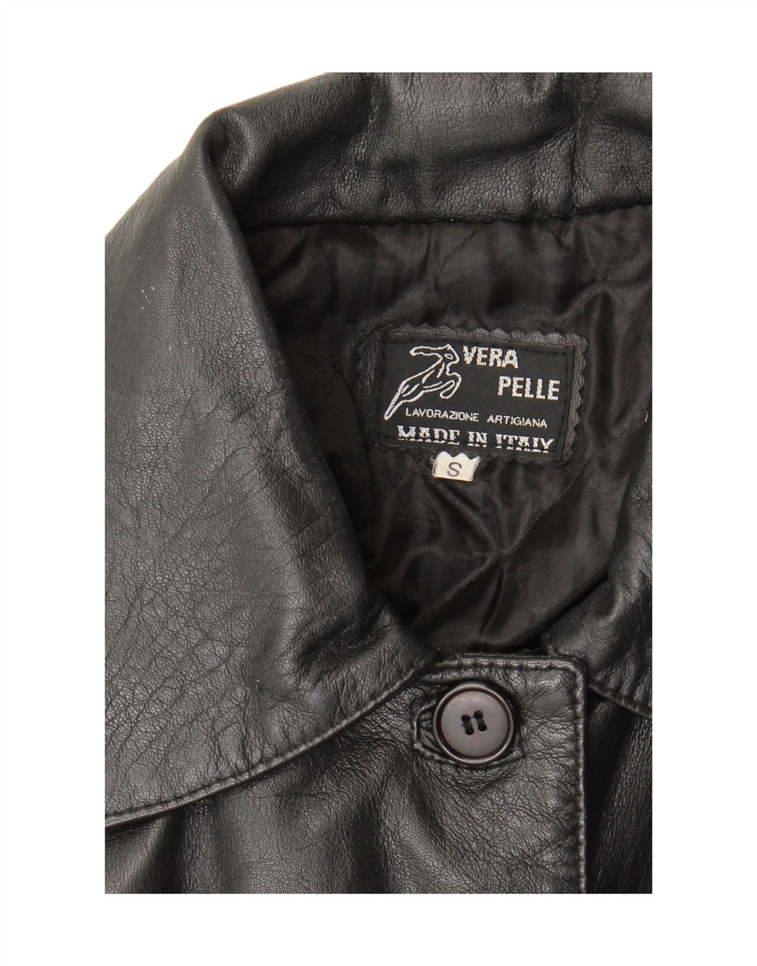 Vintage γυναικείο υπερμεγέθη δερμάτινο παλτό UK 10 Small μαύρο δέρμα
