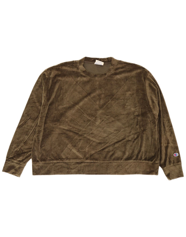 Champion γυναικεία βελούδινη υπερμεγέθη φούτερ Jumper UK 18 XL Χακί βαμβακερό