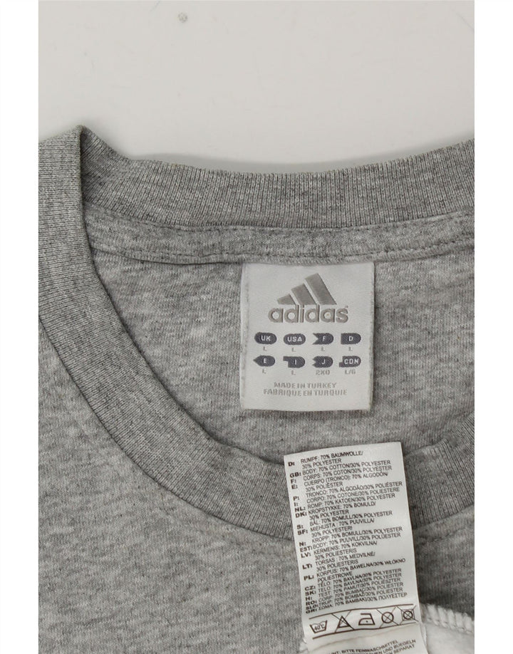 Ανδρικό γραφικό φούτερ ADIDAS Jumper μεγάλο γκρι βαμβακερό