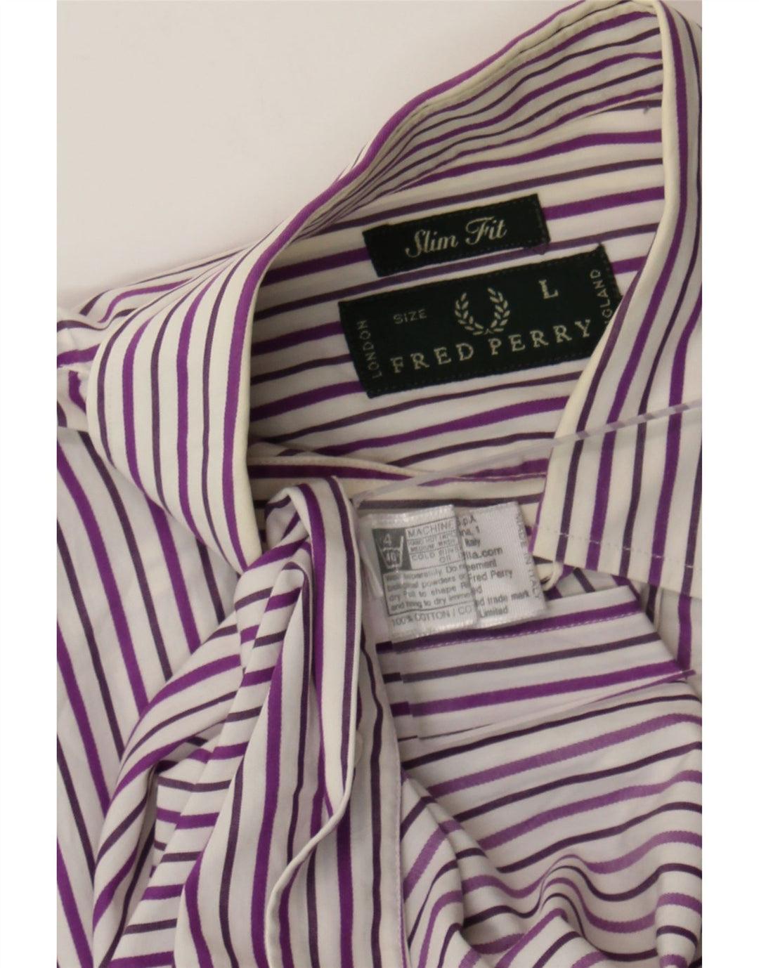 Fred Perry Ανδρικό πουκάμισο Slim Fit Μεγάλο γκρι βαμβακερό ριγέ