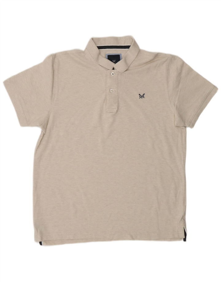 CREW CLOTHING Ανδρικό πουκάμισο polo μεγάλο γκρι βαμβακερό