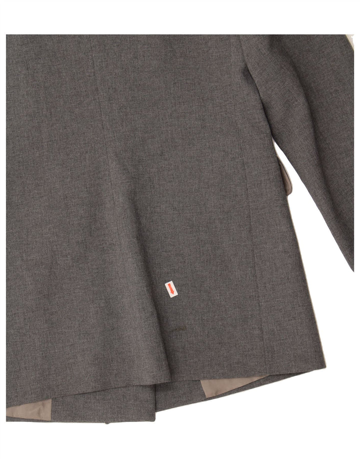 BENETTON Womens Double Breasted Blazer Jacket IT 42 Medium Grey Polyester Vintage Benetton and Second-Hand Benetton from Messina Hembry 