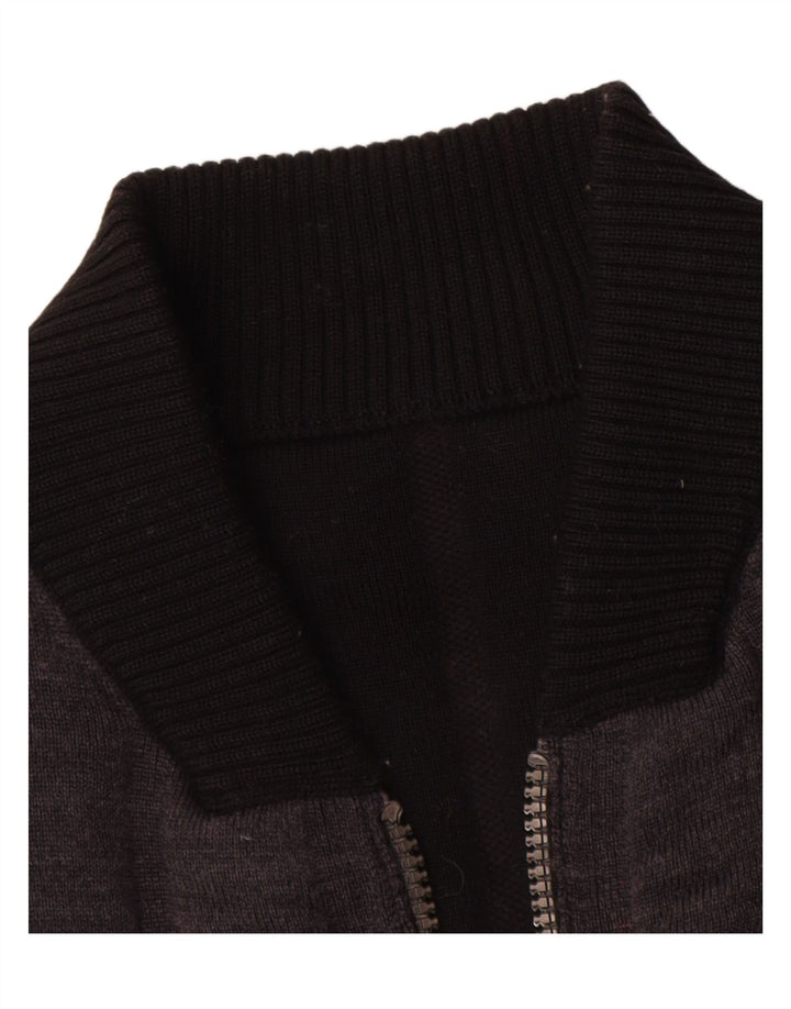 Vintage ανδρικό πουλόβερ ζακέτα με μεσαίο ναυτικό μπλε χρώμα