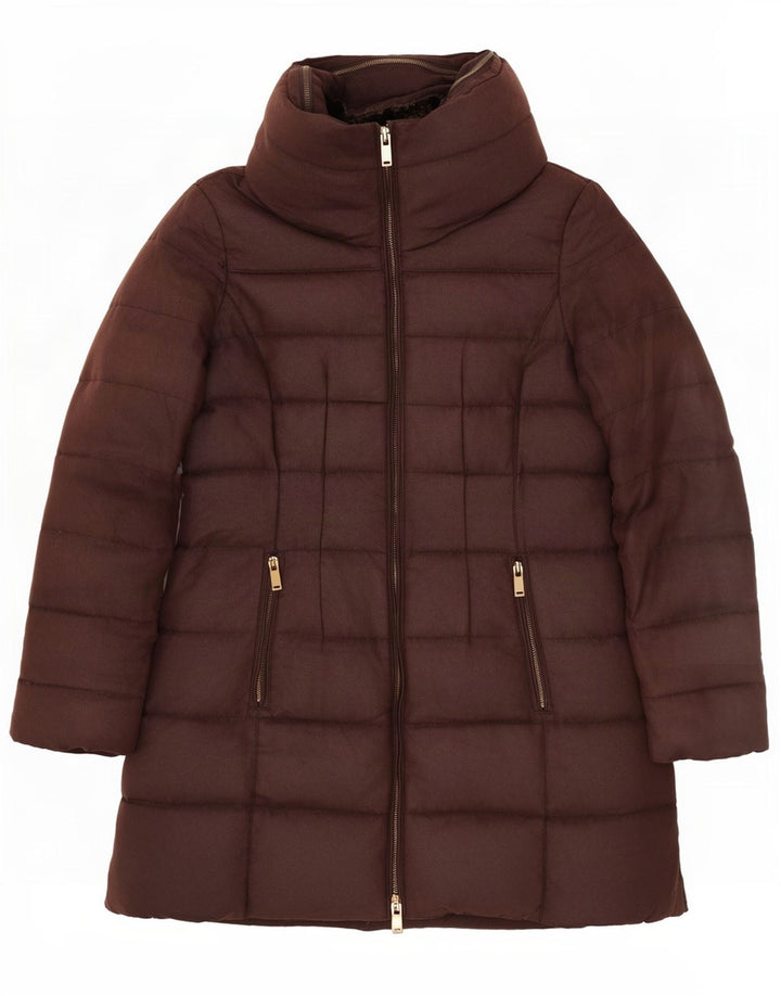Zara Γυναικείο μπουφάν με κουκούλα UK 14 Large Brown Πολυεστέρας