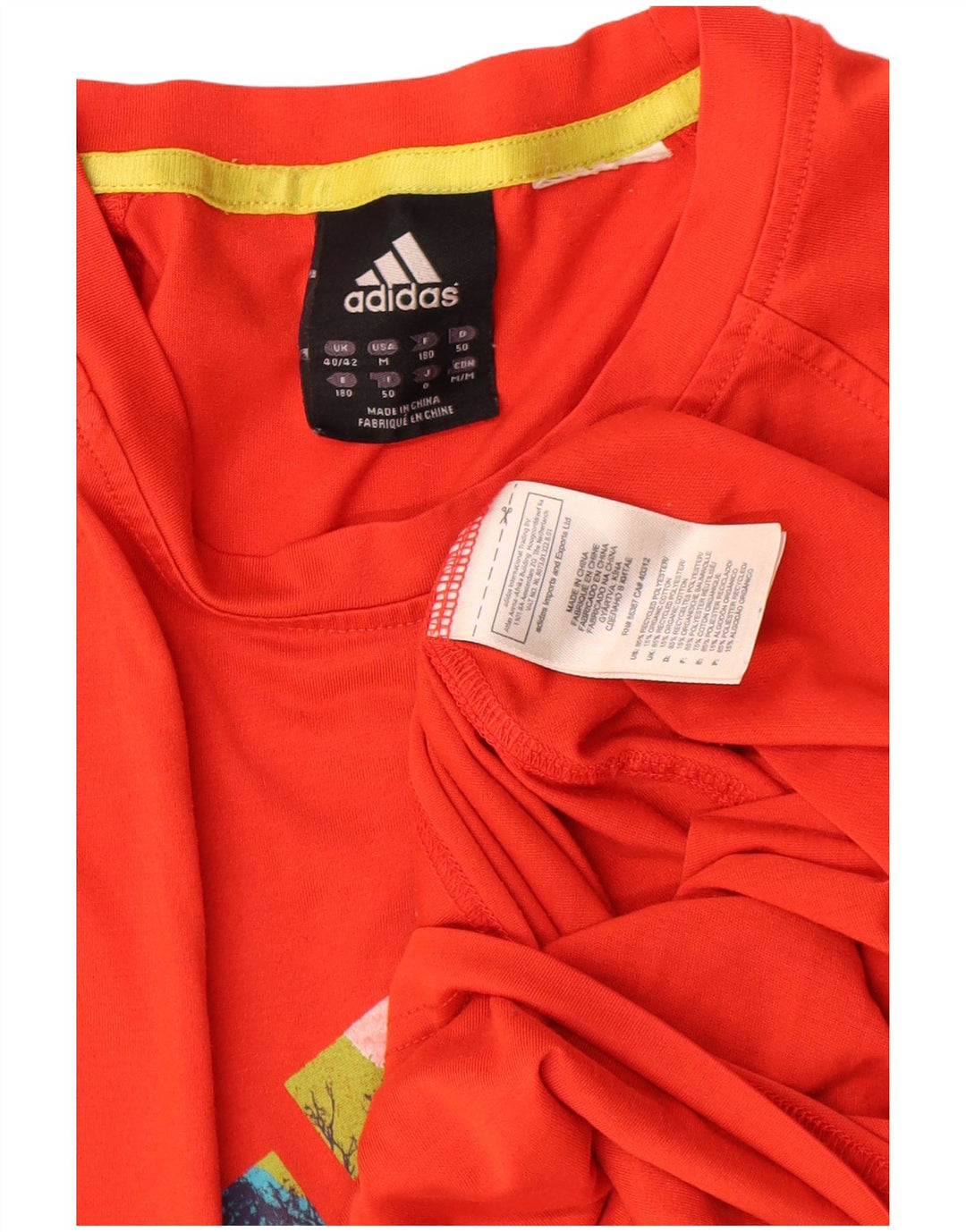 Adidas Ανδρικό γραφικό τοπ μακρυμάνικο UK 40/42 Μεσαίο κόκκινο πολυεστέρας