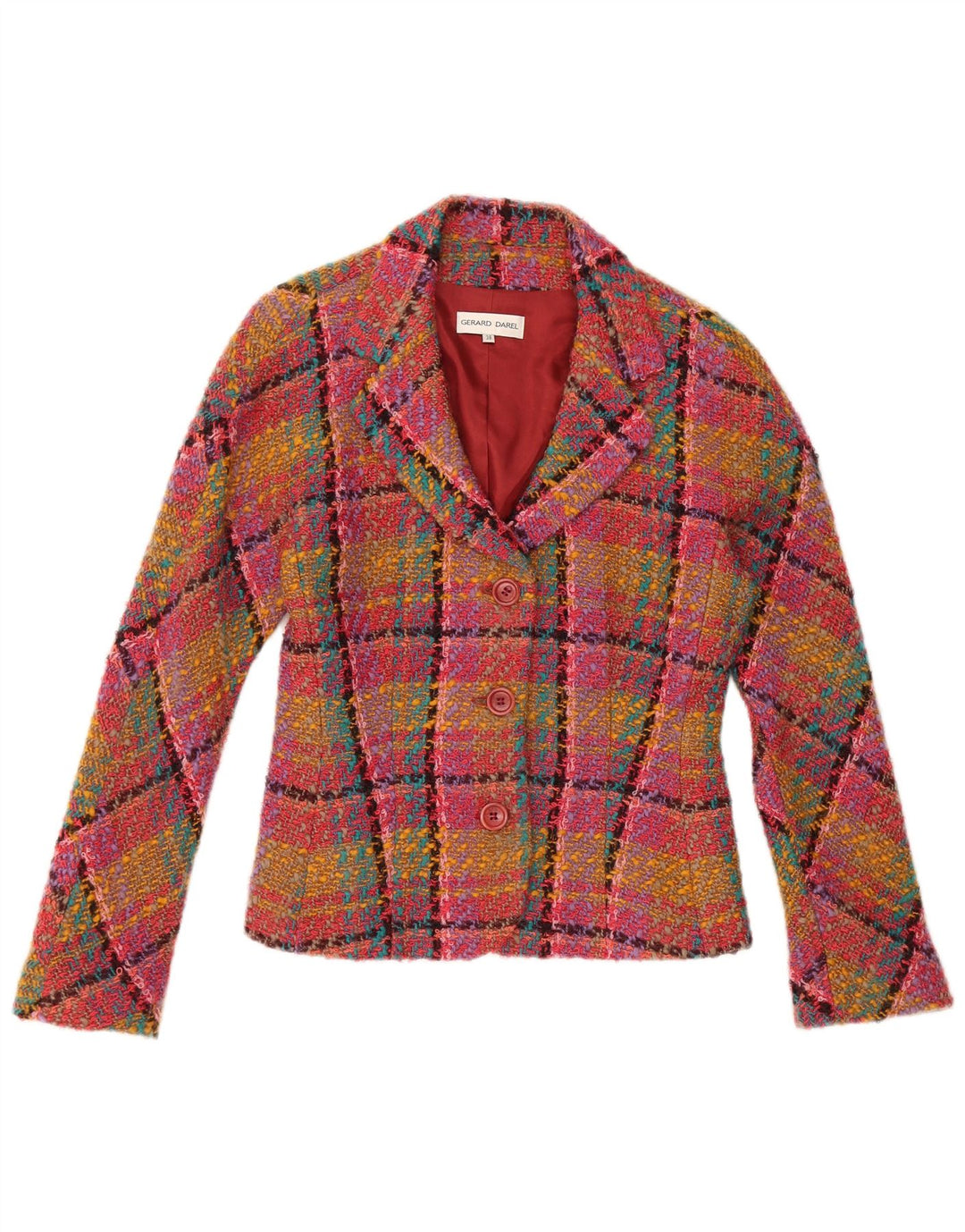 Gerard Darel Γυναικείο μπουφάν σακάκι με 3 κουμπιά IT 38 XS Pink Check Wool