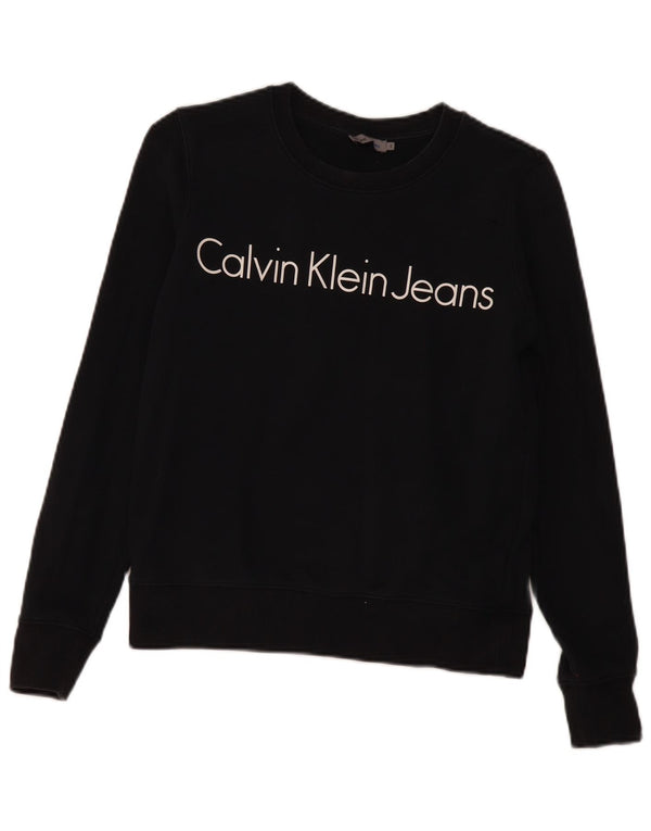 Γυναικείο γραφικό φούτερ Calvin Klein Jeans Jumper UK 10 Small Black