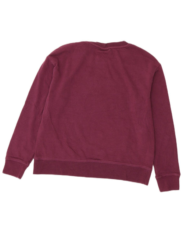 Reebok Womens Graphic Oversized Sweatshirt Jumper UK 10 Small Maroon Cotton