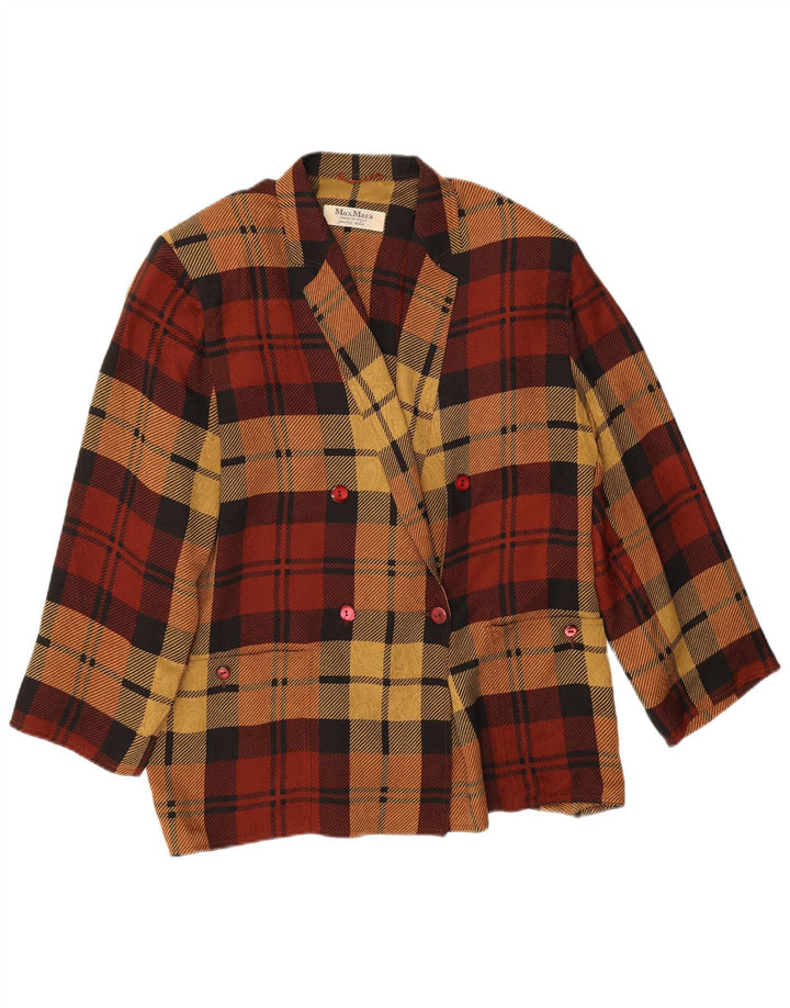 Max Mara γυναικείο σακάκι με διπλό στήθος UK 14 Large Burgundy Check