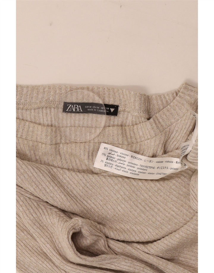 Zara Γυναικείο τοπ μακρυμάνικο UK 12 μεσαία μπεζ βισκόζη