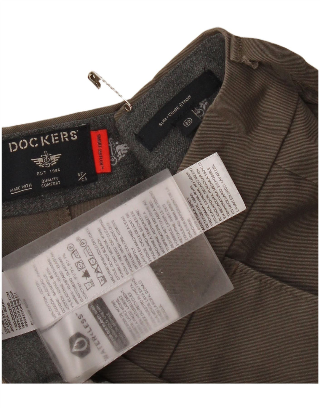 Dockers Mens Slim Chino Παντελόνι W33 L36 Μπεζ βαμβακερό