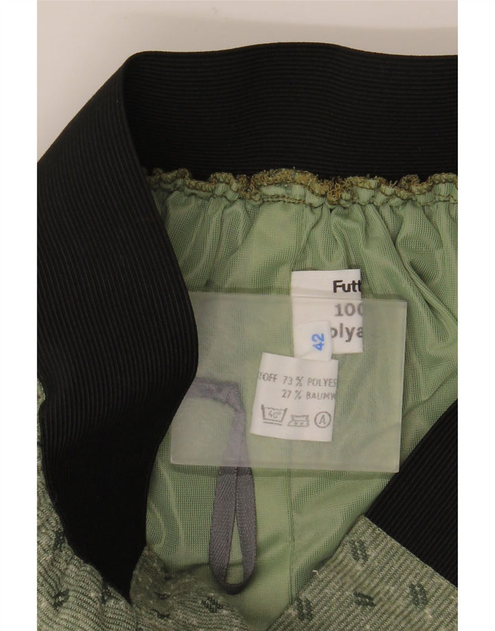 Vintage Γυναικεία Midi Φούστα IT 42 Medium W30 Green Spotted Polyester