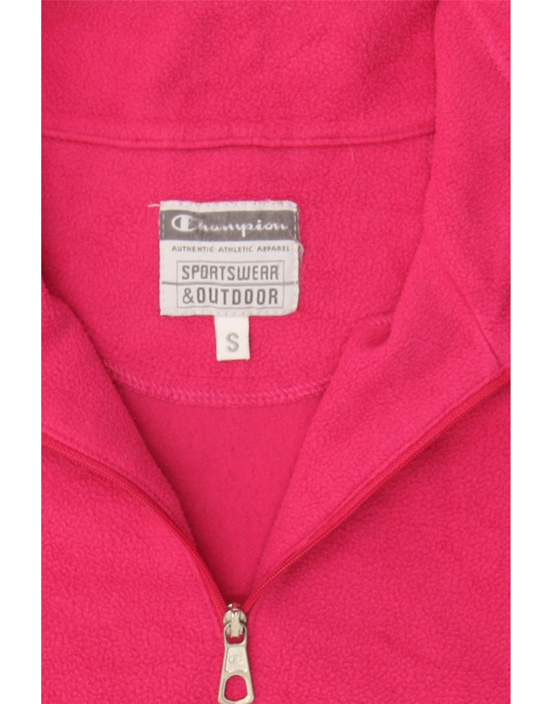 CHAMPION Womens Zip Neck Fleece Jumper UK 10 Small Pink Polyester Vintage Champion and Second-Hand Champion from Messina Hembry 