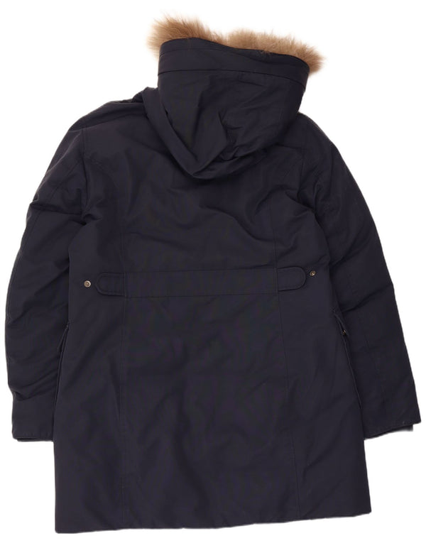 Museum Womens Hooded Parka Jacket UK 18 XL Navy Blue Cotton