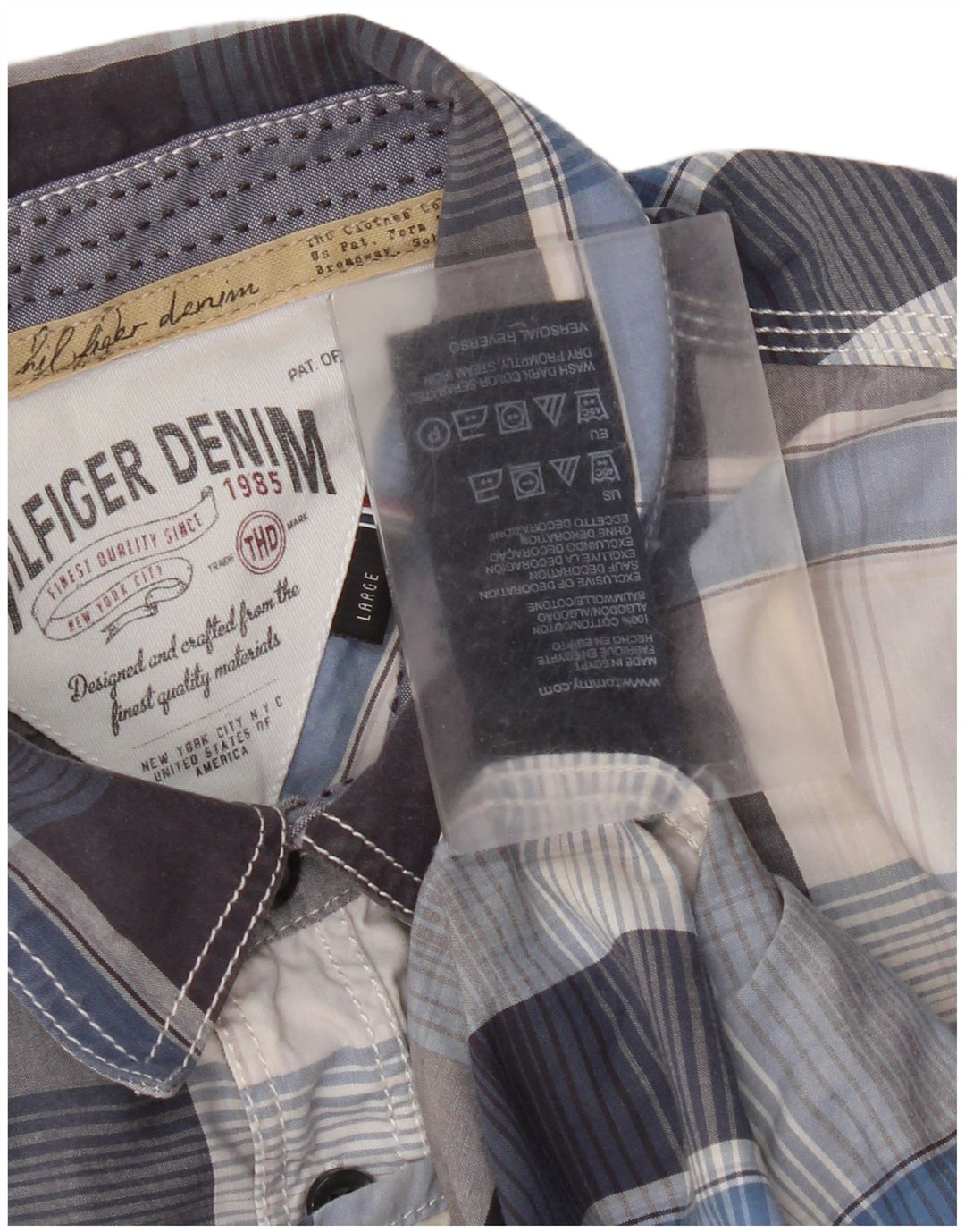 Tommy Hilfiger Ανδρικό κοντομάνικο πουκάμισο μεγάλο μπλε βαμβακερό