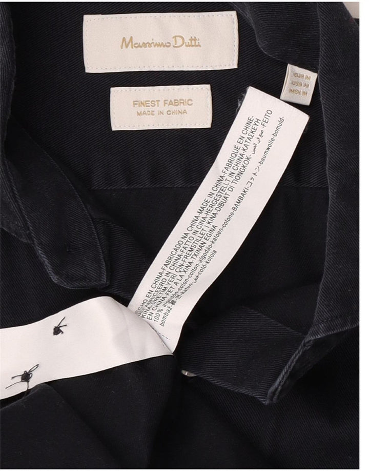 Ανδρικό πουκάμισο Massimo Dutti, μεσαίο μπλε, βαμβακερό κλασικό