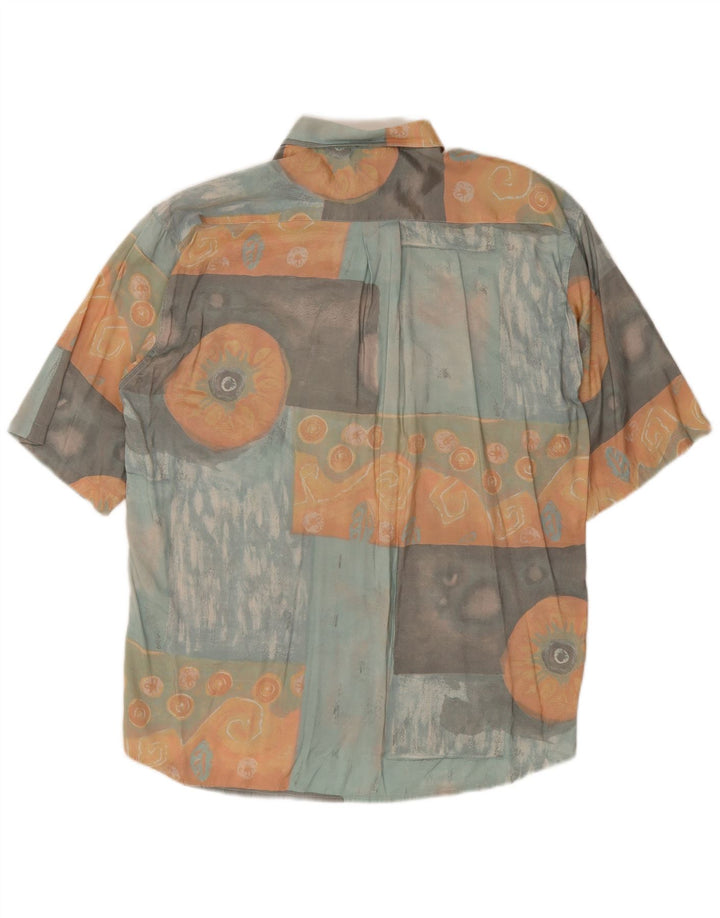 Vintage Ανδρικό κοντομάνικο πουκάμισο αφηρημένο με μοτίβο μεγάλο πολύχρωμο