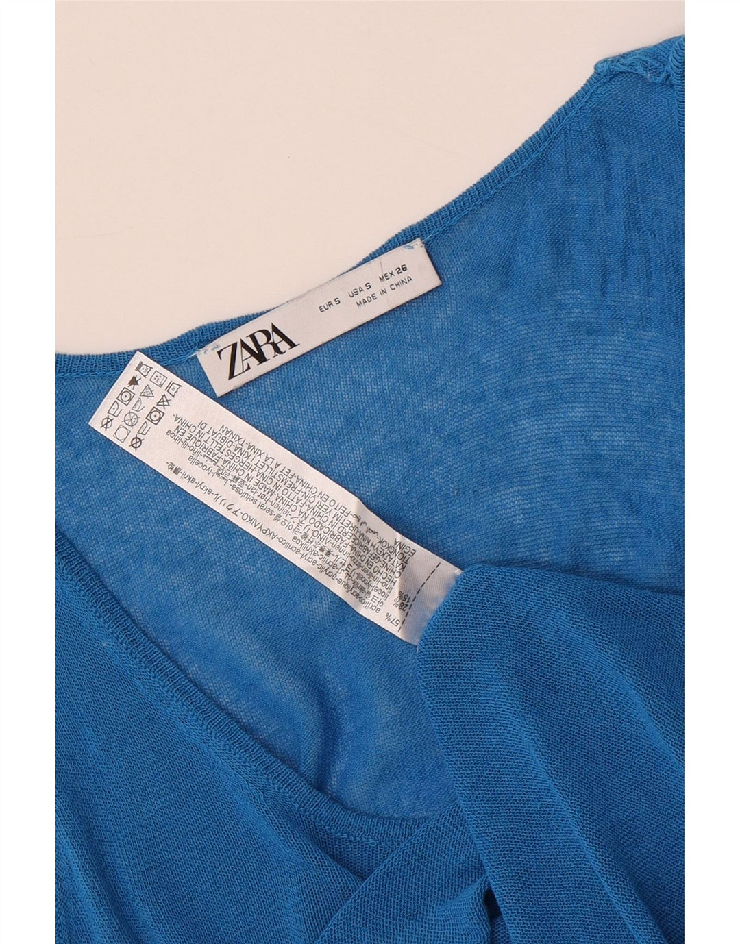 Zara Γυναικείο γιλέκο Crop UK 8 Small Blue Acrylic
