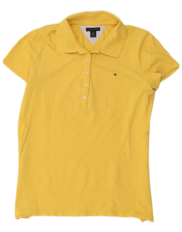 Tommy Hilfiger γυναικείο μπλουζάκι πόλο UK 14 μεγάλο κίτρινο βαμβακερό