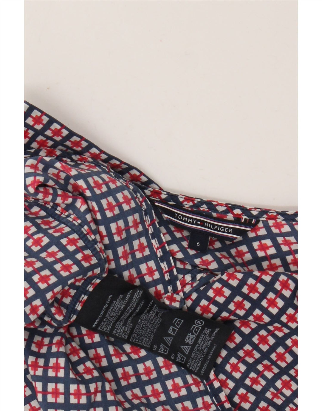 Tommy Hilfiger Γυναικεία Μπλούζα Τοπ US 6 Medium Navy Blue Geometric Cotton