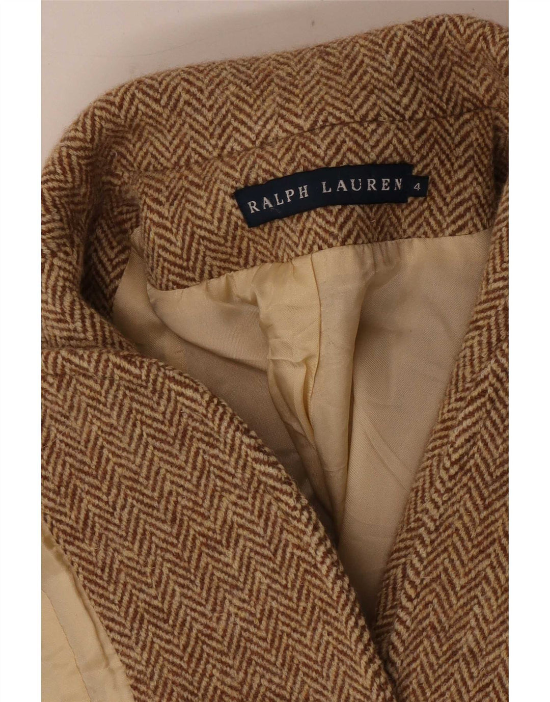 Ralph Lauren Γυναικείο μπλέιζερ με 2 κουμπιά μπουφάν US 4 Μικρό καφέ ψαροκόκκαλο