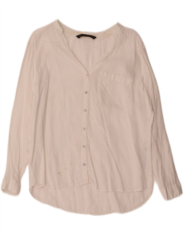Zara Γυναικείο Πουκάμισο UK 16 Large White Len